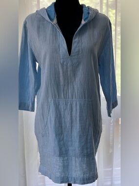 Seafolly Striped Hooded Cotton Beach Cover Up Tunic Dress Size S